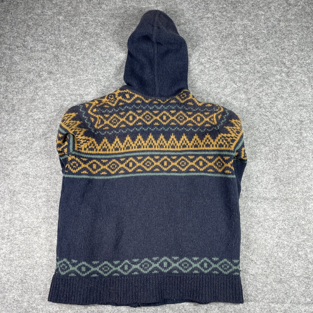 L.L. Bean Sweater Jacket Mens XXL Blue Fair Isle Lambs Wool Full Zip Scratchy - Picture 2 of 9